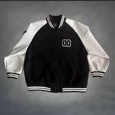 Black and White Varsity Jacket With Chest And Sleeve Patches