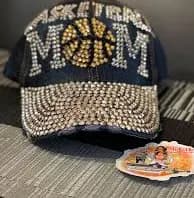 Bling Basketball Mom Rhinestone Ladies Cadet Cap Distressed Hat