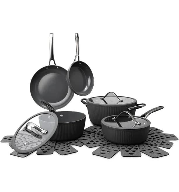Thyme & Table Signature Ribbed 12-Piece Cookware Set