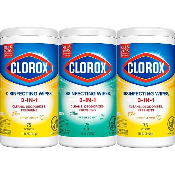 Clorox Disinfecting Wet Wipes Fresh Scent and Citrus Blend 75 Count Each 3 Pack