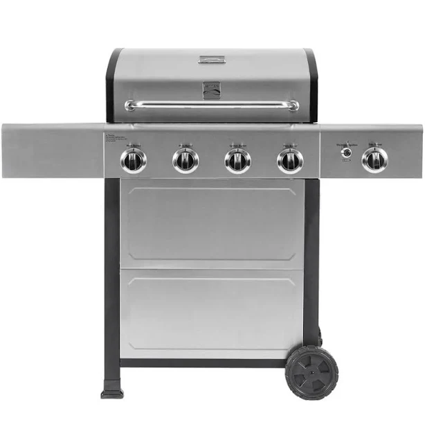 Kenmore 4 Burner Open Cart Propane Gas BBQ Grill with Side Burner