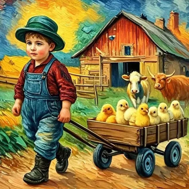 5D DIY Full Drill Round Diamond Art Painting Kit, Farm Wagon Mosaic Canvas Art, Home Wall Decor Gift for Birthday, Anniversary