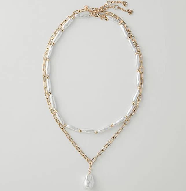 Ann Taylor Women's Layered Pearl Chain Necklace