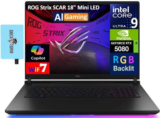 ROG Strix SCAR ASUS ROG Strix SCAR G835LW-XS97 Laptop 18 WQXGA (Intel Ultra 9- 275HX, Win 11 Pro) w/USB Hub - Off Black