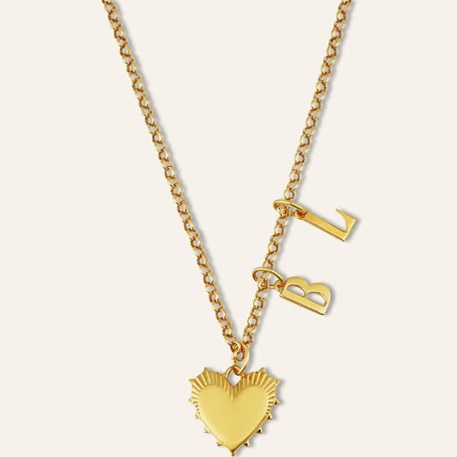 Personalized Small Heart of Gold Necklace Initials Mini Belcher