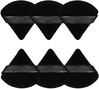 6 Pcs Powder Puff, Face Soft Triangle Makeup Puff Velour Makeup Sponge for Loose Powder (Black)
