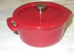 Threshold Mini Red Enameled Cast Iron Two Handled Pot With Lid 4"