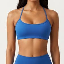 Anna-Kaci Active Women's Strappy Back Sports Bra with Scoop Neckline and Stretch Knit Fabric - Large, Blue : Target