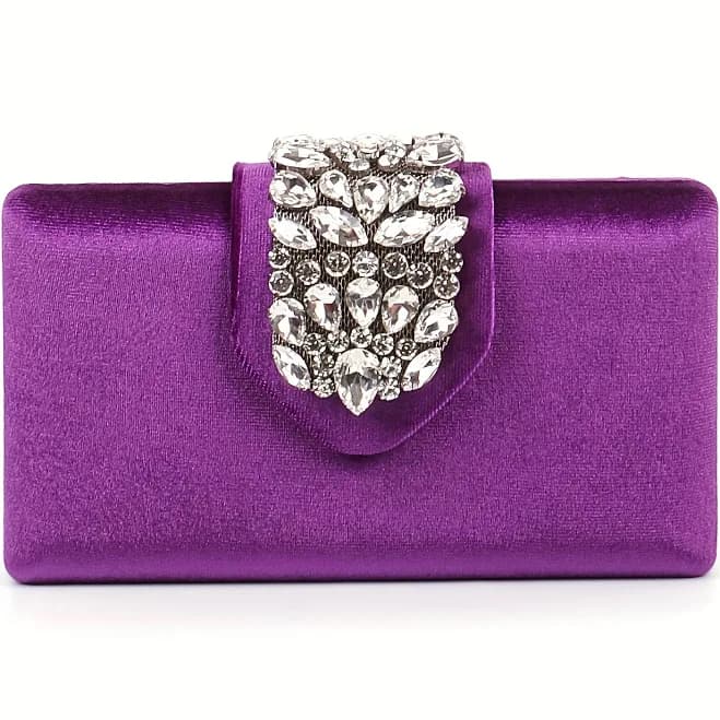 Rhinestone Flower Clutch Purse
