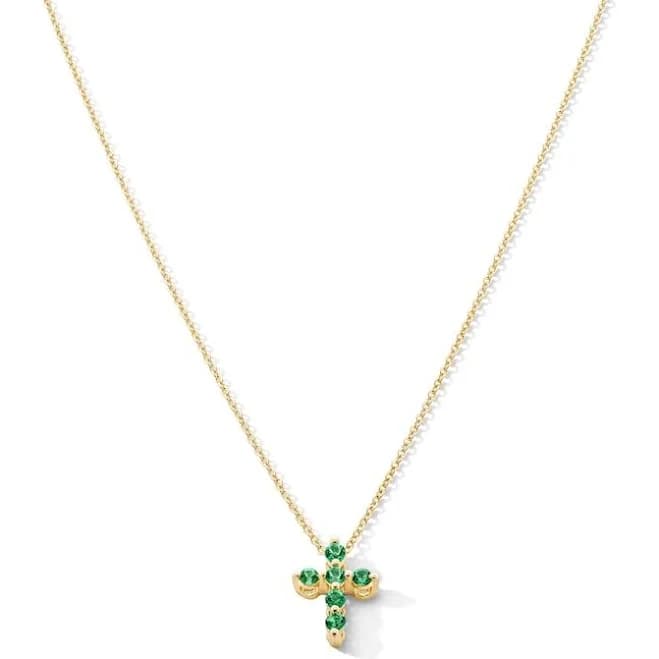 Zales 10K Gold Emerald Cross Necklace, 19"