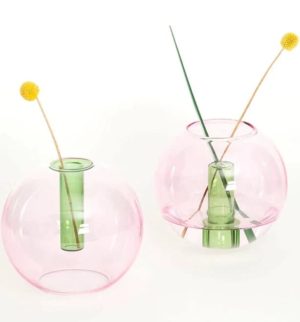 Block Design Medium Bubble Glass Vase