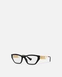 90s Vintage Logo Cat-Eye Glasses Black | VERSACE