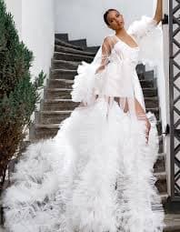 Amazon.com: BATHGOWN Bridal Tulle Robe Sheer Nightgown for Photoshoot Puffy Sleeve Wedding Lingerie Dress Baby Shower Pregnancy Gown : Clothing, Shoes & Jewelry