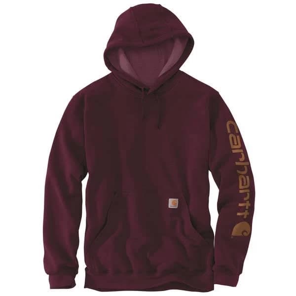 Carhartt Men's Loose Fit Midweight Logo Sleeve Graphic Sweatshirt in Red, Medium, Cotton