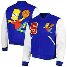 Freeze Max The Simpsons Royal/White Bart Ballin Full-Zip Varsity Jacket