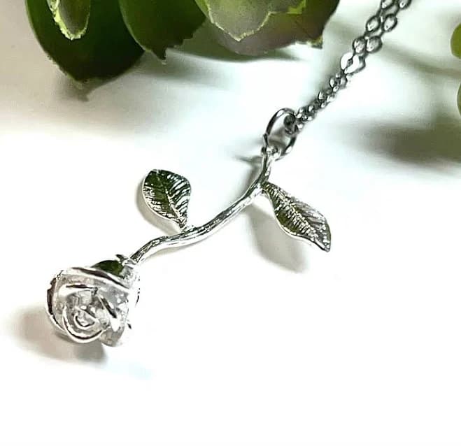 Rosebud Silver Necklace