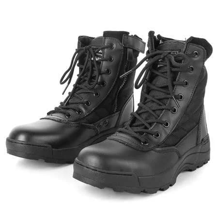 PLERISE Heavy-duty Tactical Combat Boots - -Grade High-Top High Quality & Breathable CS -Resistant (CS-Specific) Boots with Rugged Rubber Sole, Lace-