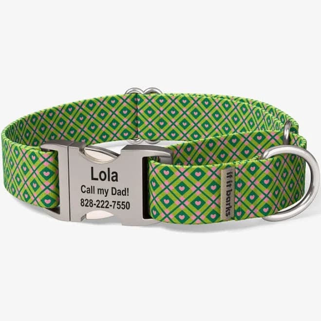 If It Barks Personalized Sweetheart Picnic Plaid Martingale Collar