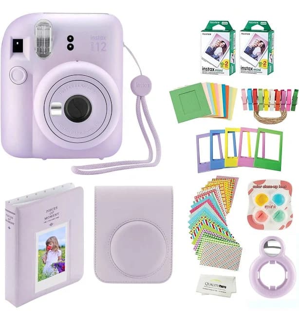 FujiFilm Fujifilm Instax Mini 12 Instant Camera With Case, 40 Fujifilms, Decoration Stickers, Frames, Photo Album And More Accessory Kit (Lilac Purple