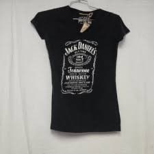 Jack Daniel's JD Old #7 Women V-Neck Label Tee T-Shirt Black Small DISPLAY | eBay