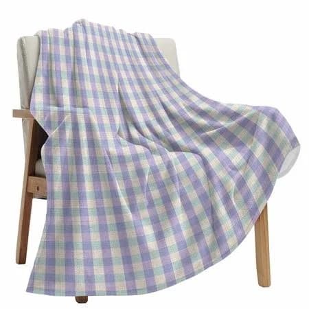 Fleece Blanket Vintage Purple Pink Gingham Check Blankets, Soft Cozy Warm Flannel Throw Blanket, Watercolor Buffalo Check Blanket for Bed Couch Sofa,