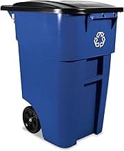 Rubbermaid 9W2773BLU Brute Recycling Rollout Container - 50 Gallon, Square, Blue, Plastic