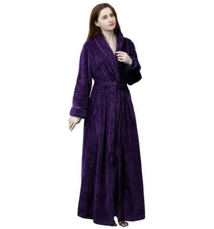 Lofir Womens Fleece Robe Soft Warm Plush Long Bathrobes for Women