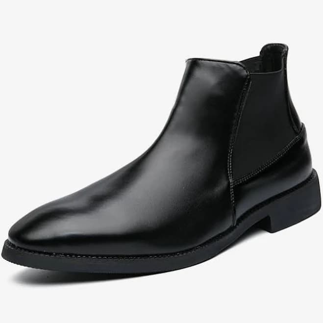 Men's Pointed-Toe Slim Leather Chelsea Boots