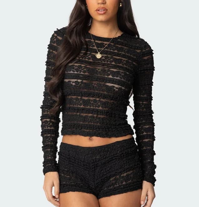 Edikted Women's Maisley Sheer Lace Top