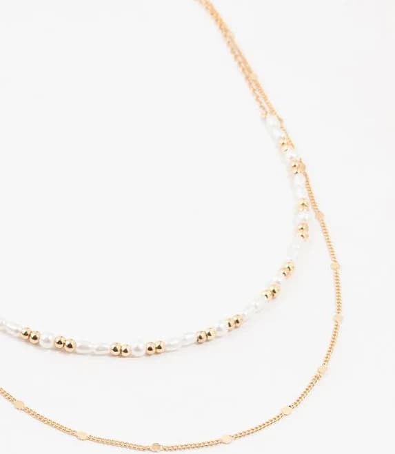 Lovisa Gold Beaded Tab Chain Layered Necklace