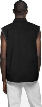 NUTEXROL Men's Sleeveless Denim Shirt Biker Vest 2 Front Pockets Black S at Amazon Men's Clothing store