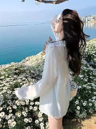 womens lightweight white chiffon long sleeve shirt summer - Temu Mauritius
