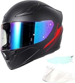OTS Dual Visor Full-Face Motorcycle Helmet - DOT Certified, Lightweight ABS, Quick-Release Buckle, Washable Liner for Men & Women