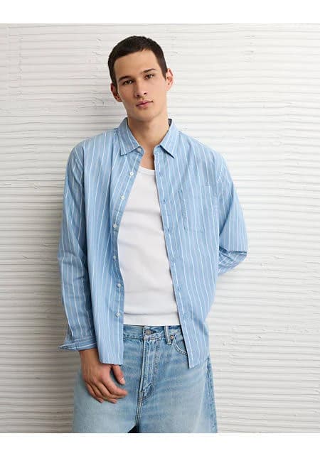AE Men's Everyday Standard Fit Poplin Button-Up Shirt