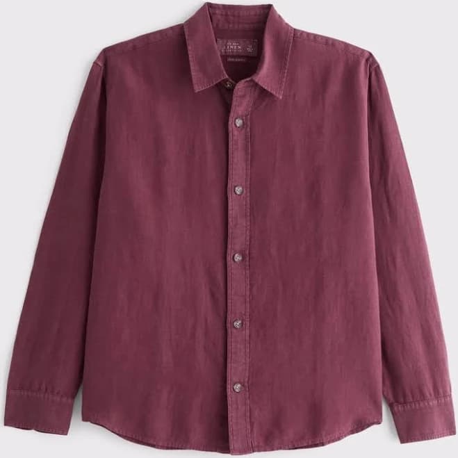 Abercrombie & Fitch Men's Premium Linen Button-Up Shirt