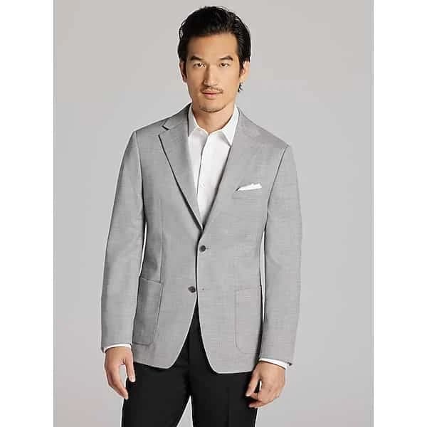 Calvin Klein Slim Fit Men’s Sport Coat in Light Grey – Notch Collar Two-Button Blazer, Size 36 Regular
