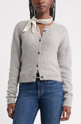 Treasure & Bond Rolled Crewneck Cardigan