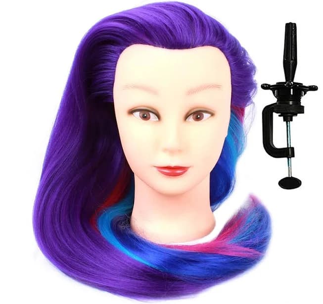 31" Cosmetology Mannequin Hair Hairdresser Training Manikin Doll Wig Head Purple