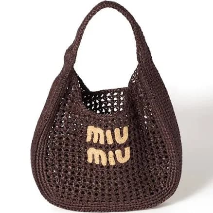 Miu Miu Women's Raffia-effect Woven Hobo Bag