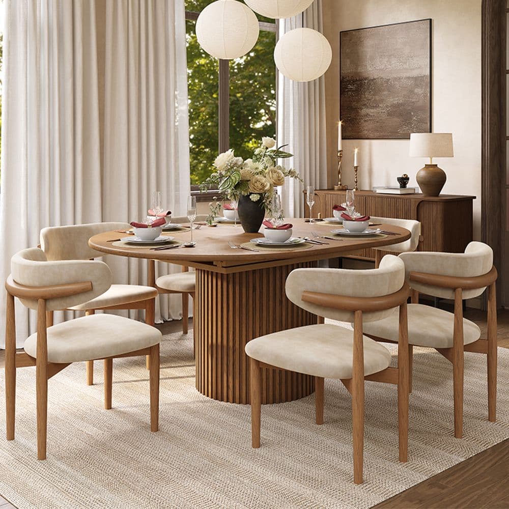 47"-63" Round Extendable Dining Table | Povison