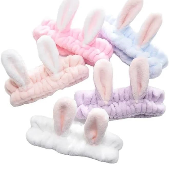 LOVEF Fluffy Elastic Bunny Ear Cosmetic Headband