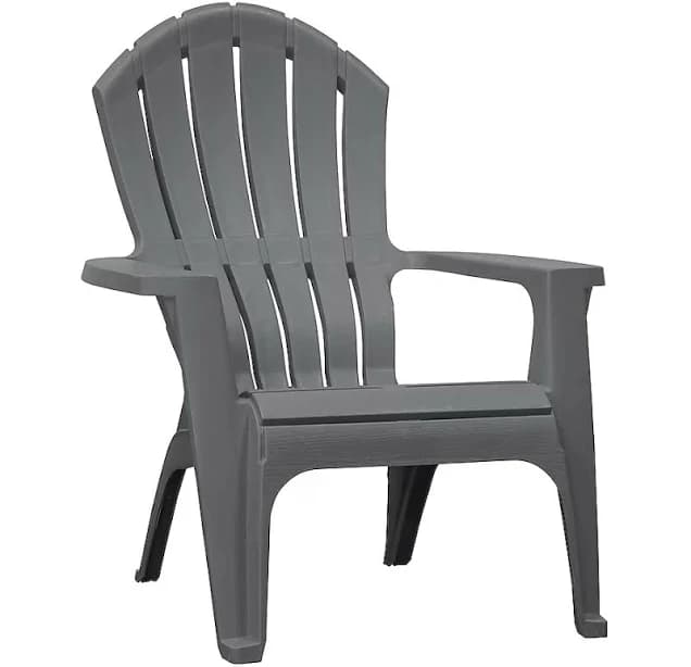 Adams PATIO Stackable Charcoal Resin Frame Stationary Adirondack Chair with Slat Seat