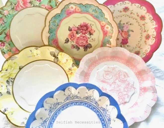 Floral Mix Paper Plates - Love in Bloom Bridal Shower Vintage Style Plates - Girl Birthday Plates - Whimsical Baby Shower - Set of 12 Plates