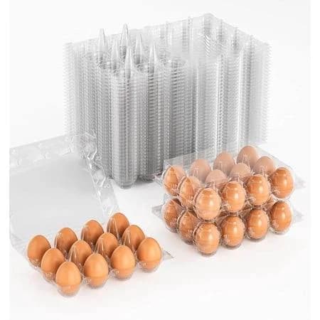 Plastic Egg Cartons Bulk 12 Count Clear Blank Containers for Refrigerator, Reusable Holder for Ranch Farm Commercial Market Display, Packaging for
