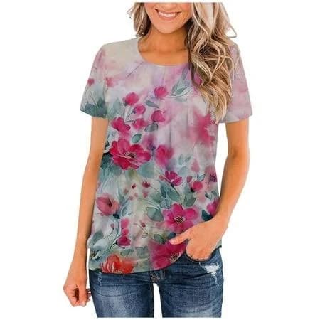 Women's Oversized Crewneck Short Sleeve Tee Shirt