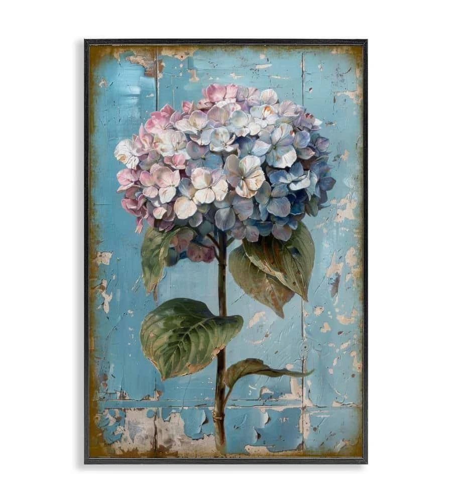 Stupell Industries Hydrangea on Distressed Framed Giclee Art Print