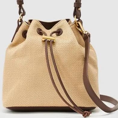 Reiss Evie Raffia-effect Drawcord Bucket Bag