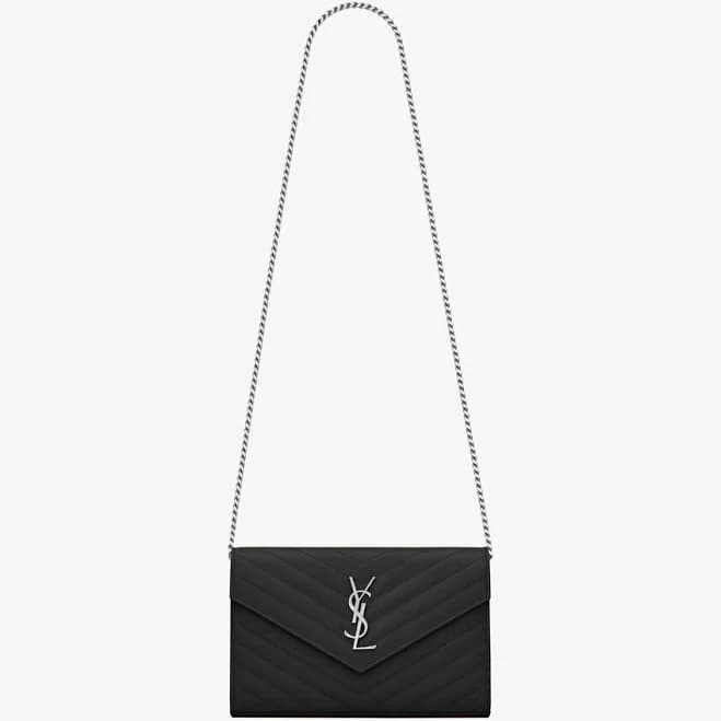 SAINT LAURENT Monogram Leather Chain Wallet