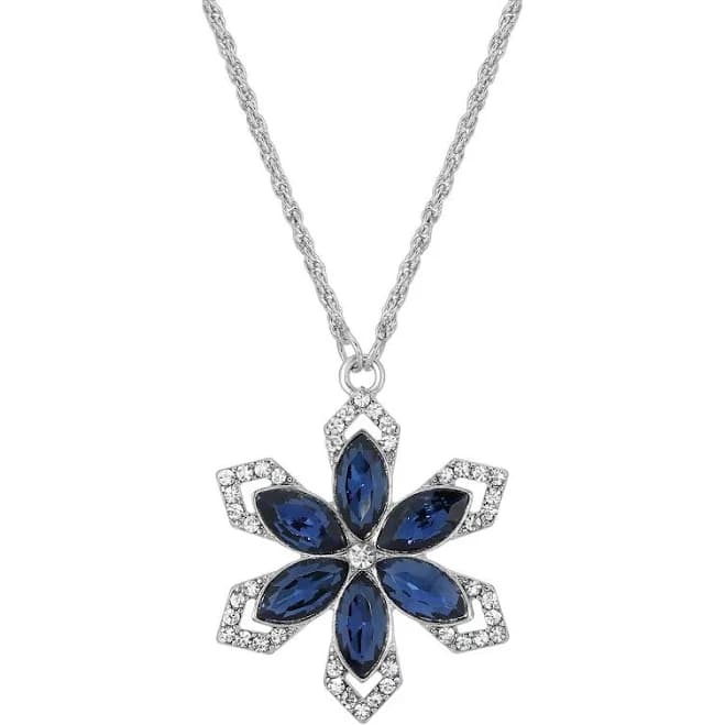 Crystal Sapphire Flower Pendant Necklace