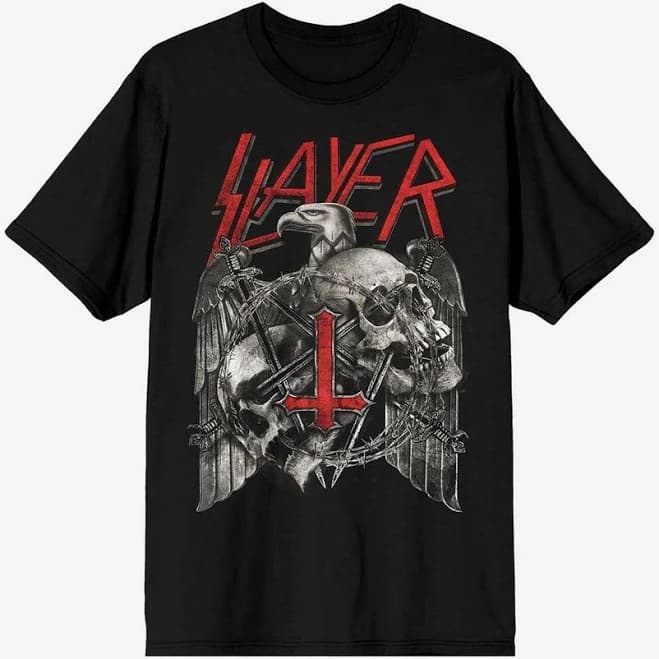 Slayer Eagle Crest & Skull Graphic T-Shirt